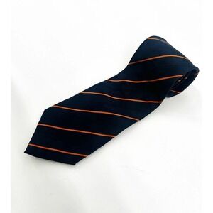 Ermenegildo Zegna Men's Silk Tie Blue Orange Stripe Italy‎ Necktie